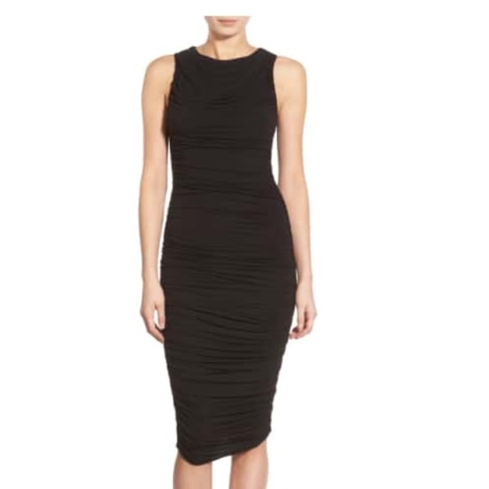 Bailey 44 Black Ruched Bodycon Dress